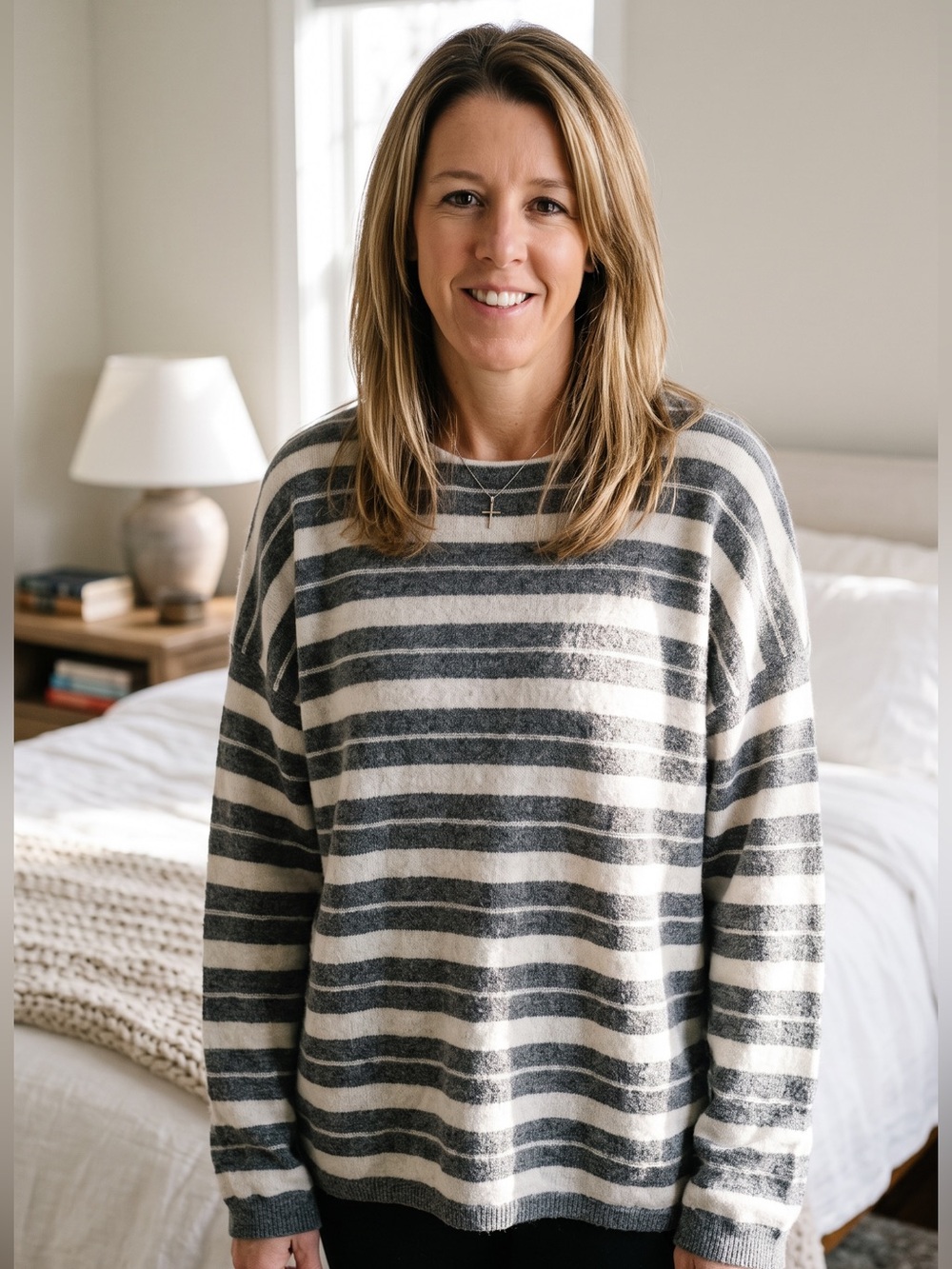 All Saints Cassia Oversized Striped Boat Neck Sweater Size Small